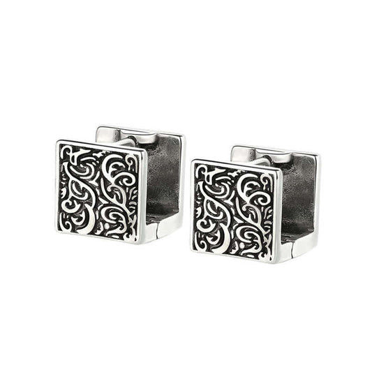 Copper Grass Pattern Square Stud Earrings for Healing Balance