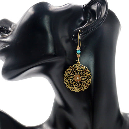 Copper Spiritual Earrings With Flower Design for Luck & Abundance