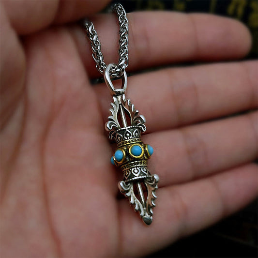 Copper Spiritual Necklace With Tibet Vajra Dorje Pendant | Luck & Wealth