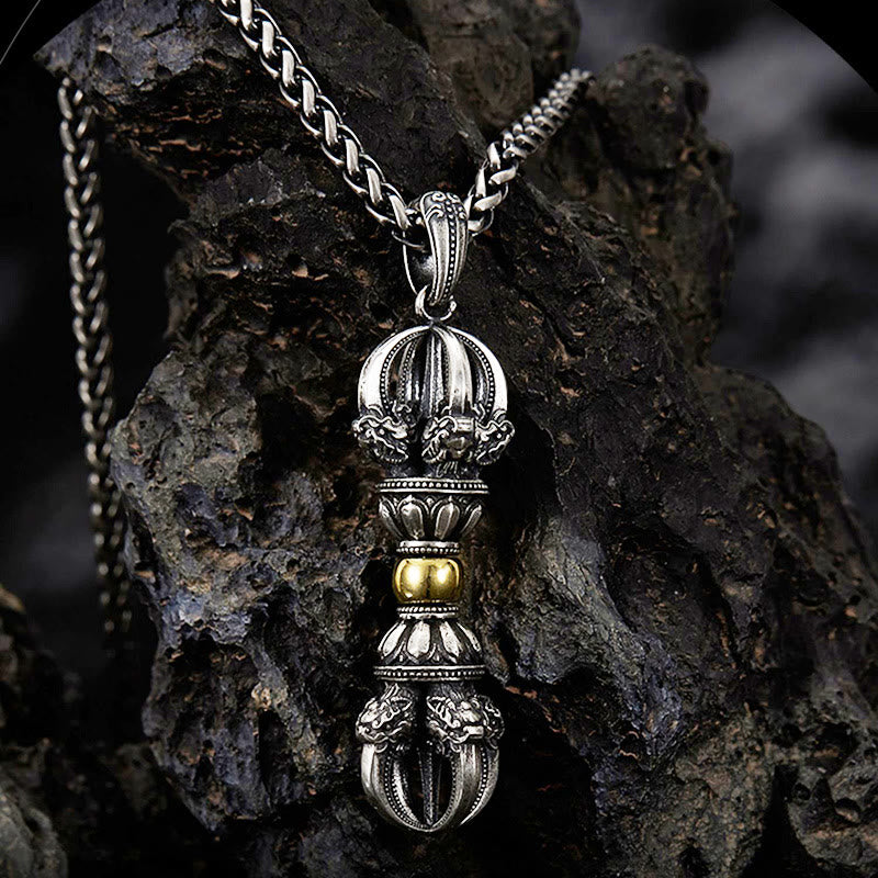 Copper Tibetan Dorje Vajra Wealth Necklace Pendant