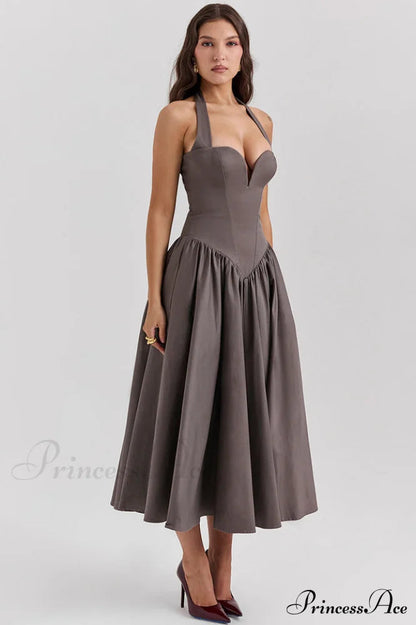 Coquette Scarlet Stylish Halter Midi Dress