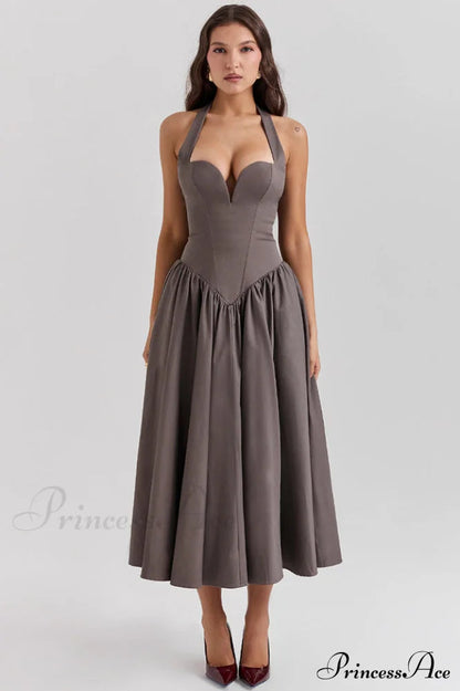 Coquette Scarlet Stylish Halter Midi Dress