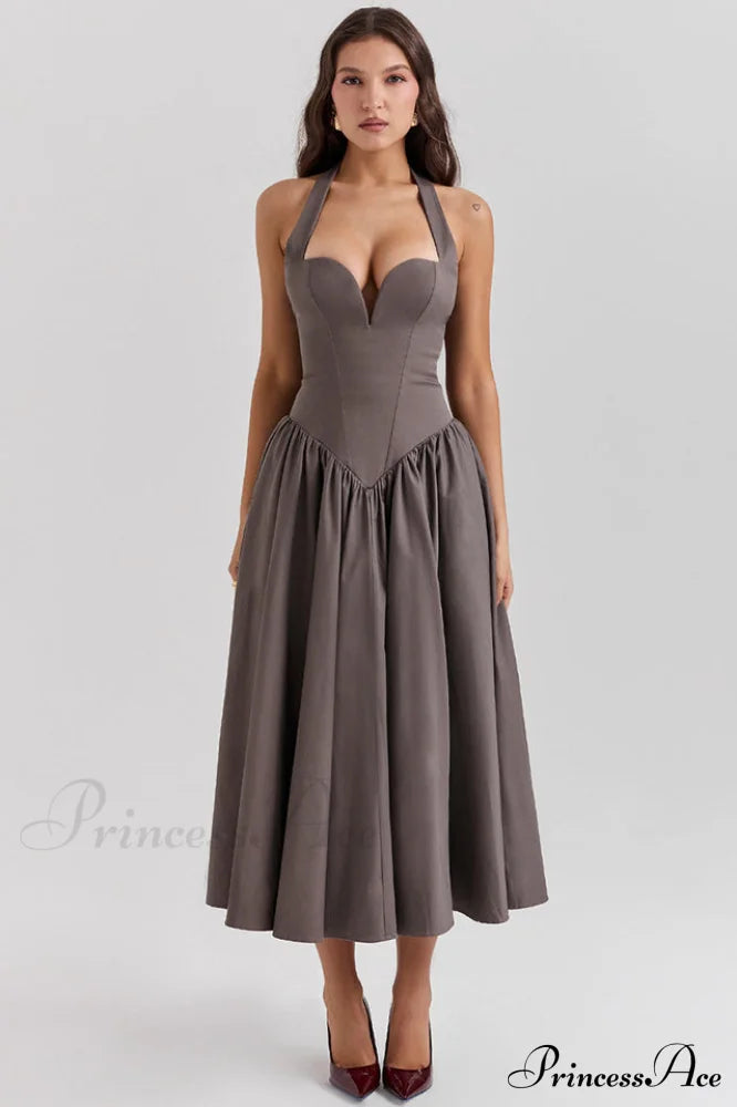 Coquette Scarlet Stylish Halter Midi Dress