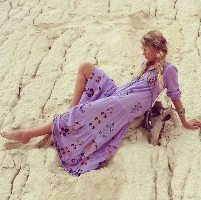 Cotton Embroidered Maxi Dress