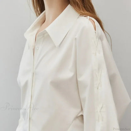 Cotton Long Sleeve Button Up Office Blouse