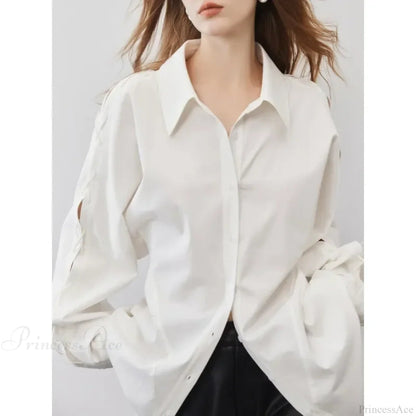 Cotton Long Sleeve Button Up Office Blouse