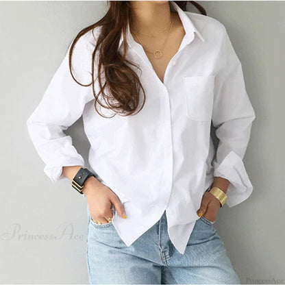 Cotton White Long Sleeve Blouse