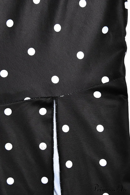 Cowl Neck Slit Dress With Polka Dots