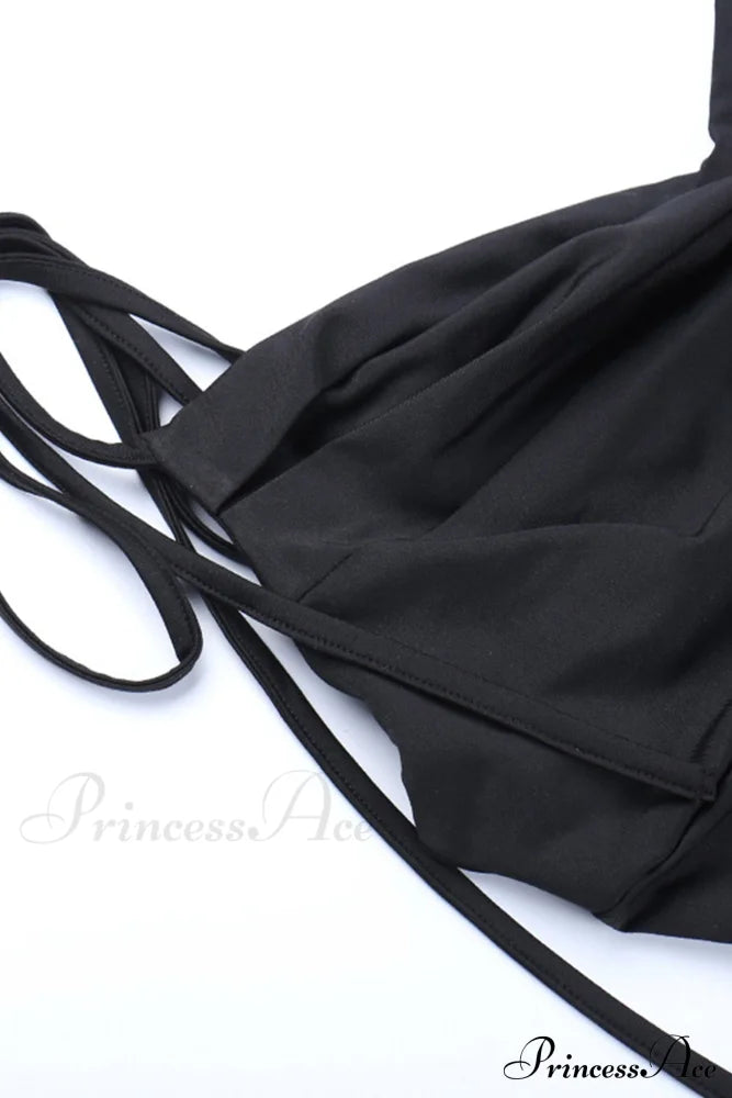 Cowl Neck Tie-straps Dress With Slit