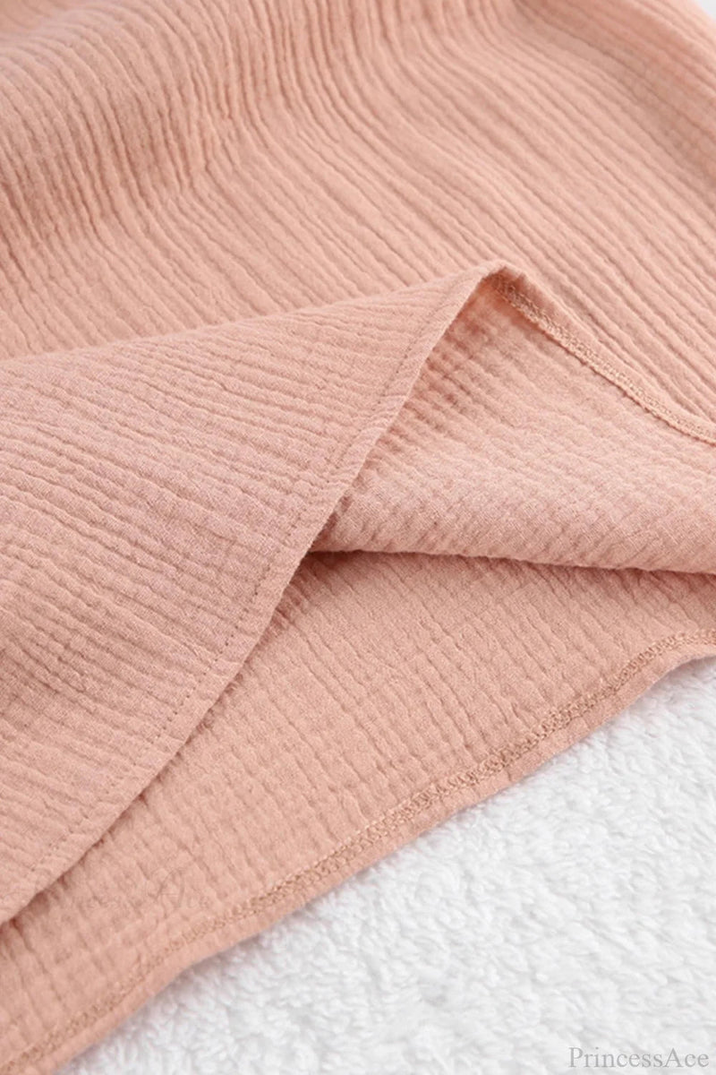 Crepe V Neck Puff Sleeve Loose Dress