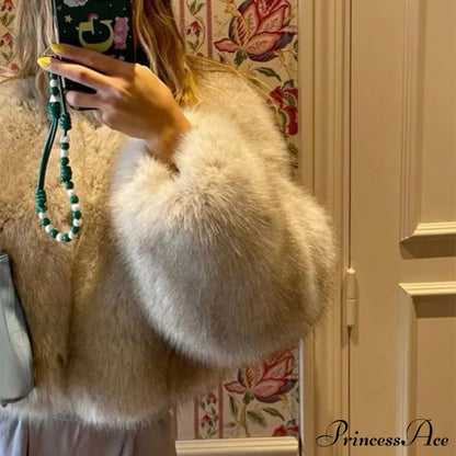 Cropped Faux Stylish Fur Coat