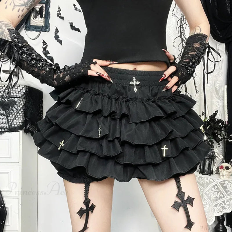 Cross Pendant Culottes Aesthetic Skirt