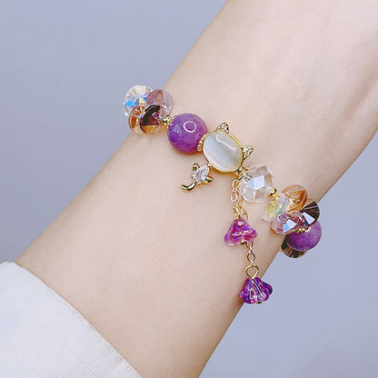 Crystal Cat Balance Bracelet With Amethyst Green Red
