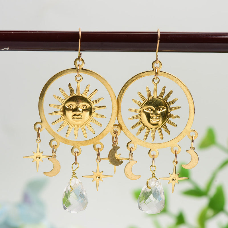 Crystal Healing Spiritual Earrings With Natural Stone Decor