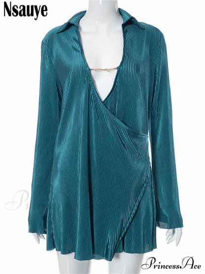 Cut Out Loose Pleated Mini Dress