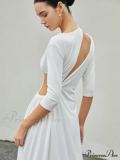 Cut Out Ruched Split Knit Maxi Dress