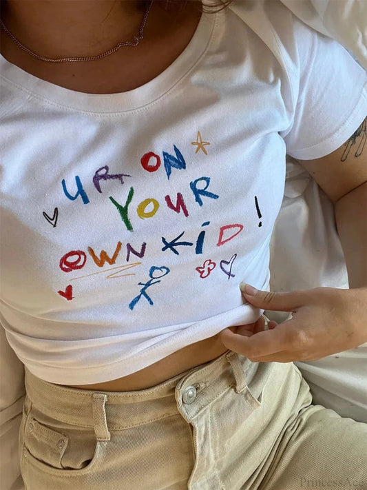 Letter Print Crop Top T-shirt