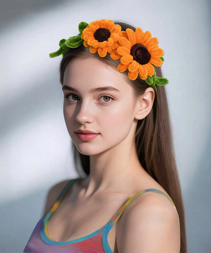 Orange Weave Sunflower Hairpiece