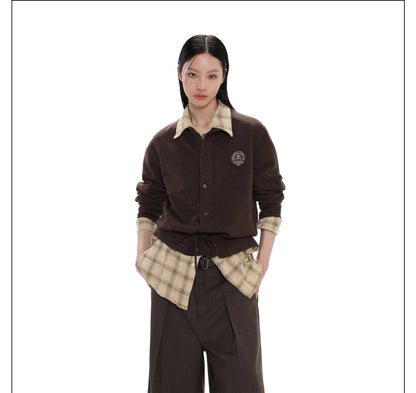 Knit Cardigan With Drawstring and Buttons