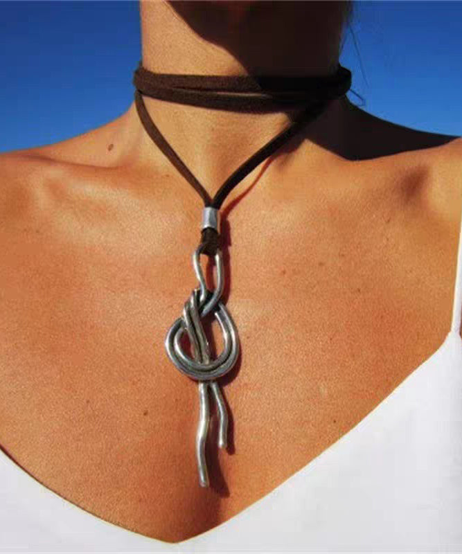 Retro Personality Alloy Leather Pendant Necklace