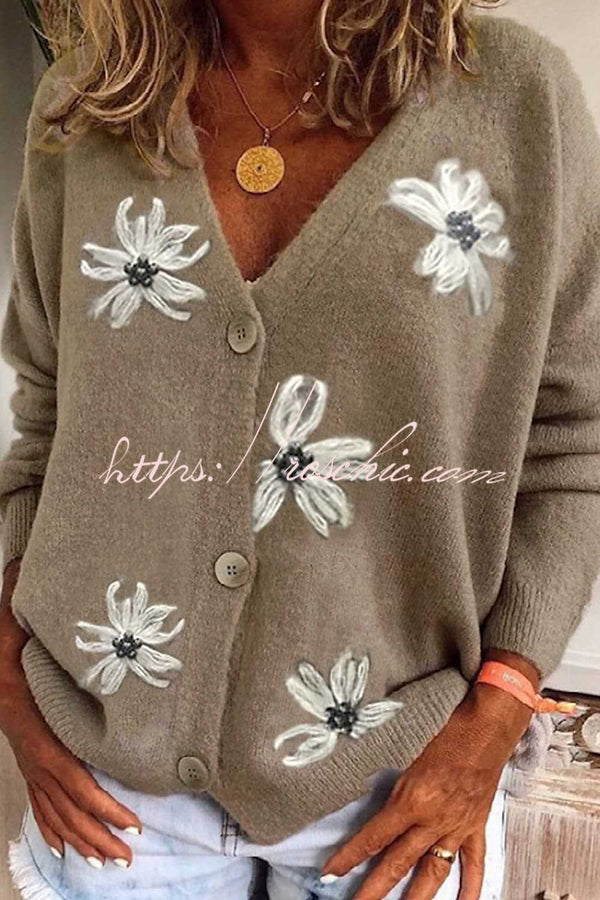 Knit Single Breasted Long Sleeved Cardigan Coats