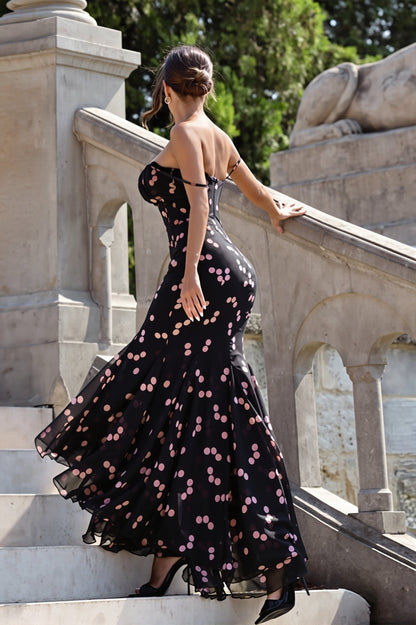 Print Spaghetti Strap Split Mermaid Maxi Dress