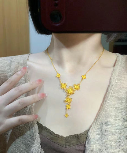 Gold Sterling Silver Overgild Hollow Out Pendant Necklace