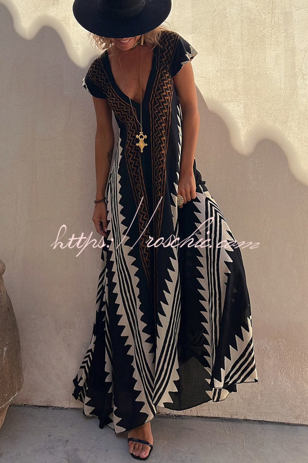 Beach Dates Print A-line Maxi Dress