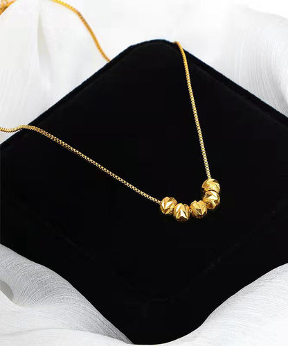Vogue Gold Stainless Steel Overgild Transport Beads Pendant Necklace