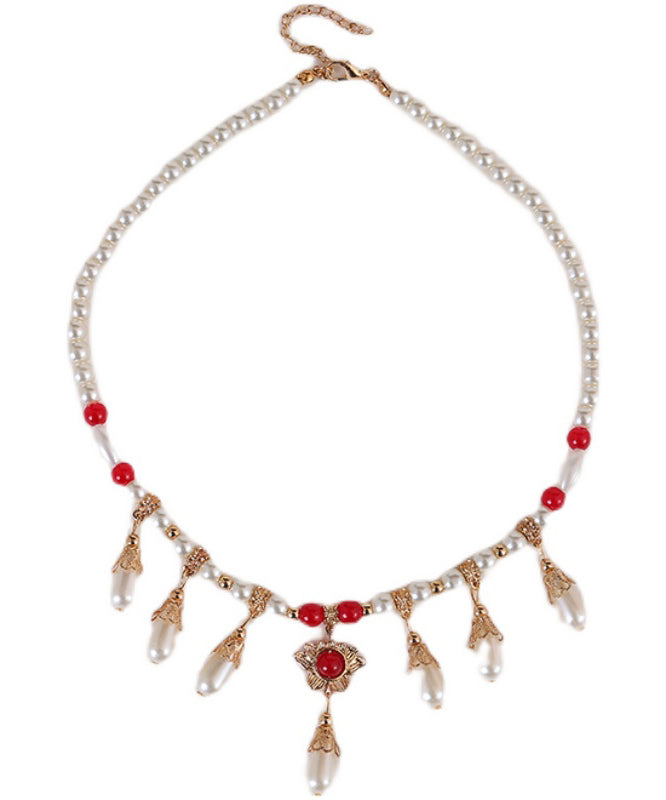 White Red Alloy Pearl Yingluo Choker