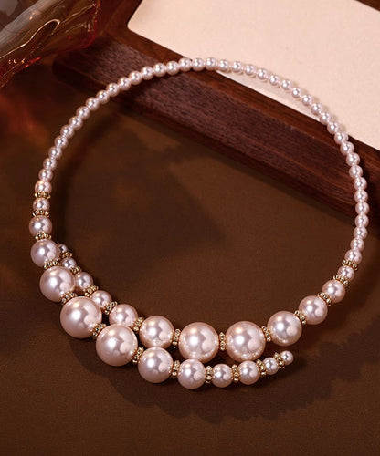 White Alloy Pearl Beading Collar Necklace