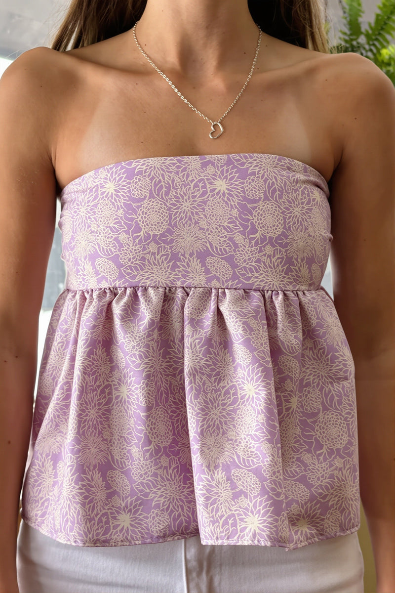 Ruffle Strapless Cropped Blouse