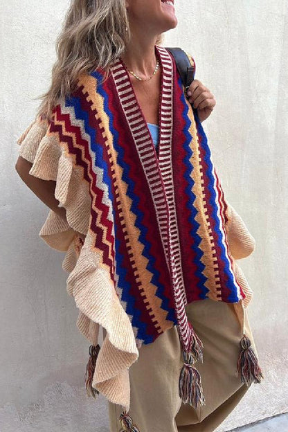 Ruffled Style Knitted Cardigan