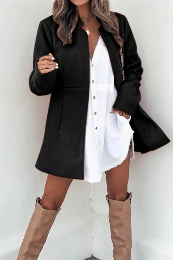 Brushed Wool Long Sleeve Coat