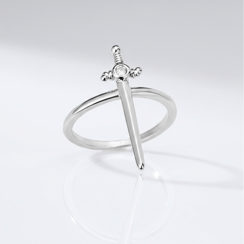 Silver Cross Sword Ring