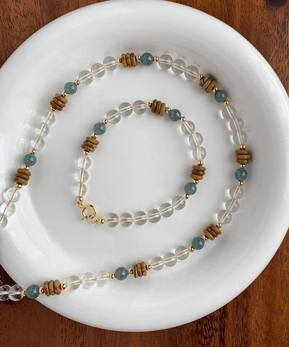 Original Design Alloy Crystal Jade Gratuated Bead Necklace