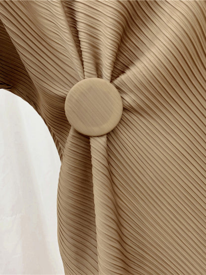 Half Sleeves Irregular Clipping Pleated Color Round-neck Midi Dresses