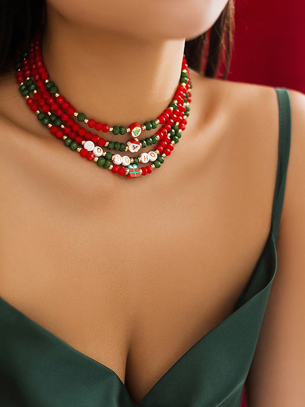4-pack Christmas Gift Box Ceramic Necklaces