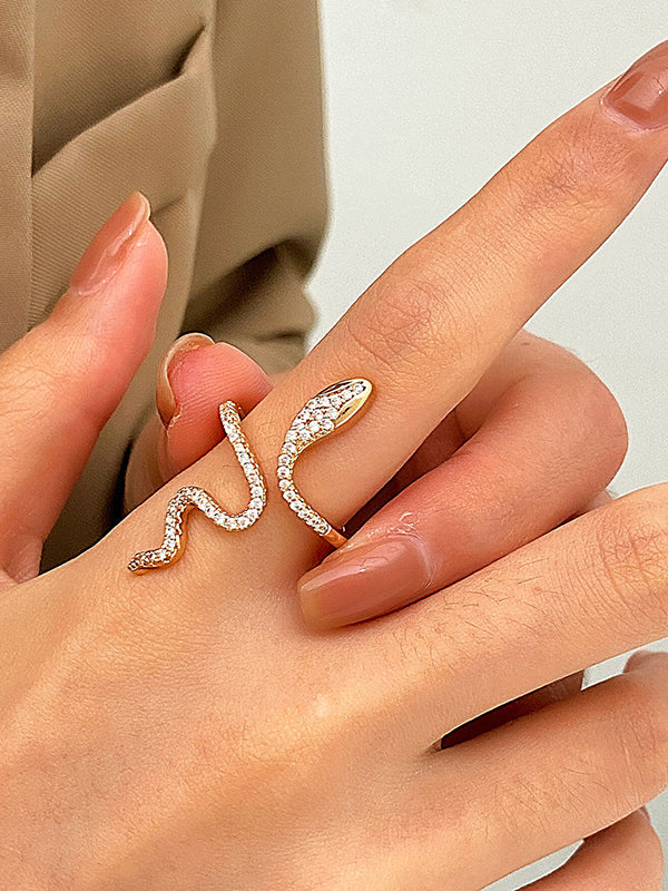 Rhinestone Snake Shape Color Rings Accessories