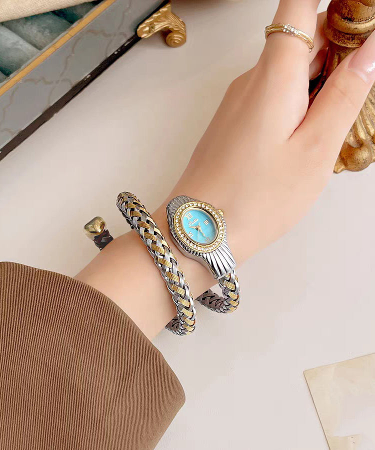 Fine Silk Stainless Steel Zircon Serpentine Waterproof Watch