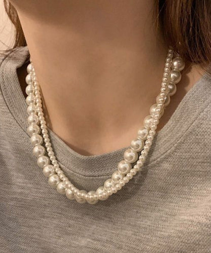 White Double Layer Pearl Princess Necklace