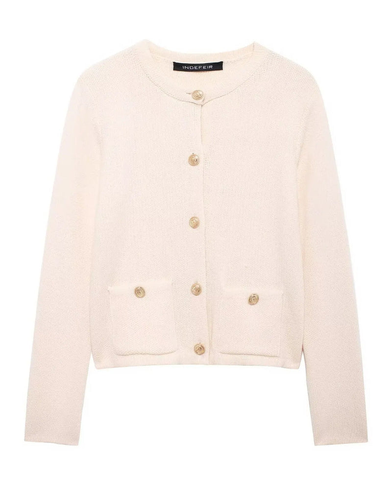 Cropped Knit Pocket Cardigan