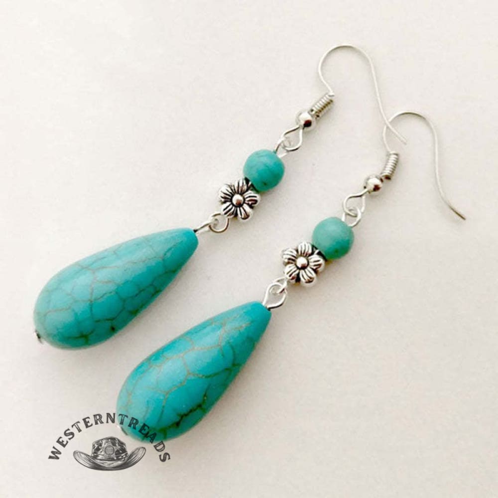 Metal Turquoise Drop Earrings