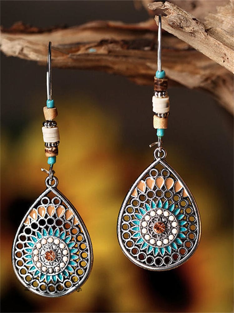 Mandala Hollow Carving Beaded Earrings