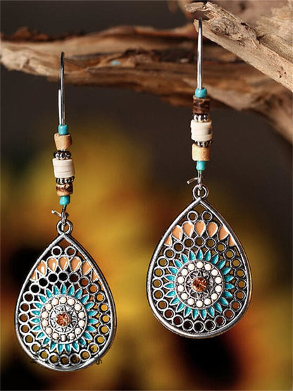 Mandala Hollow Carving Beaded Earrings
