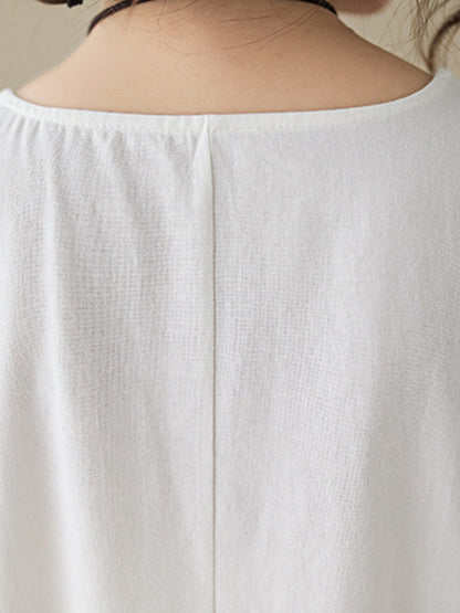 Loose Sleeveless Color Round-neck Midi Dresses