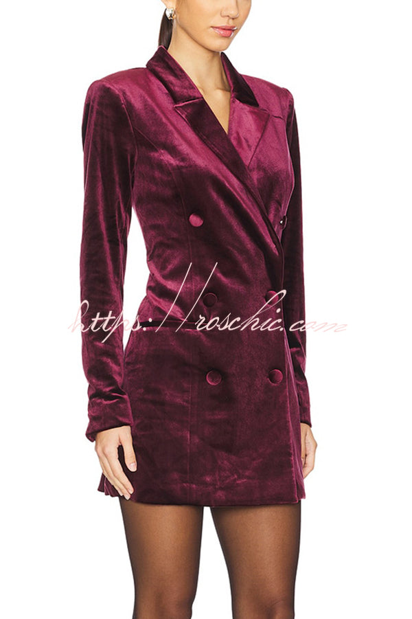 Holiday Soiree Color Velvet Lapel Long Sleeve Blazer Mini Dress