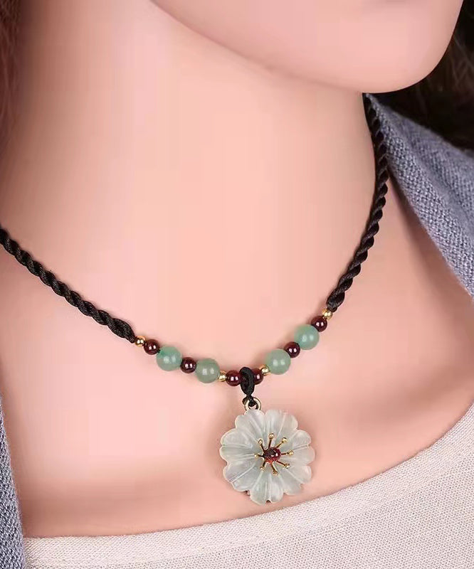 Handmade Green Crystal Jade Pendant Necklace