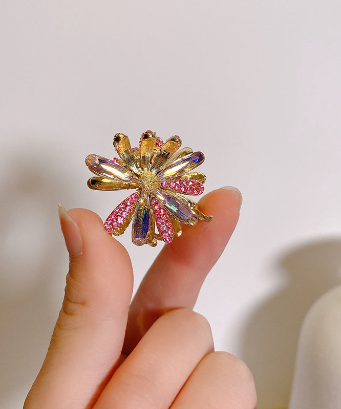 Pink Alloy Zircon Cat's Eye Stone Daisy Hairpin