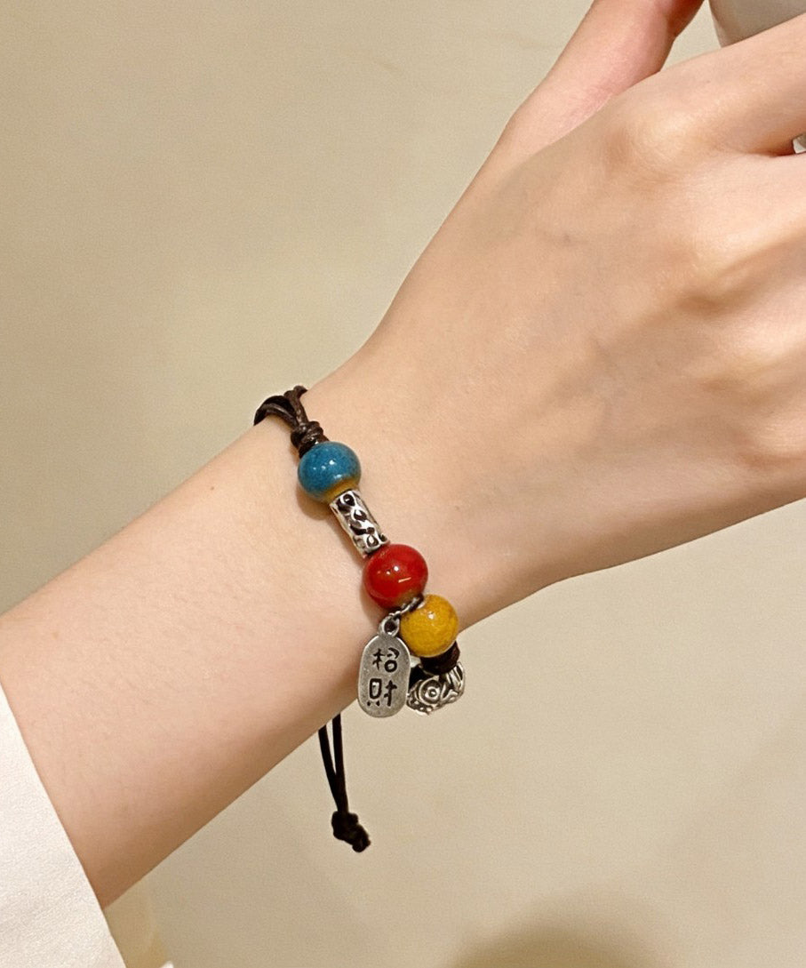 New Sterling Silver Weave Ceramic Charm Bracelet